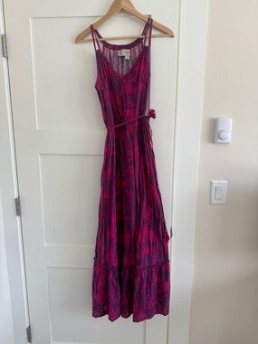 Anthropologie x Sunday Best Vibrant Pink & Purple Printed Maxi Dress